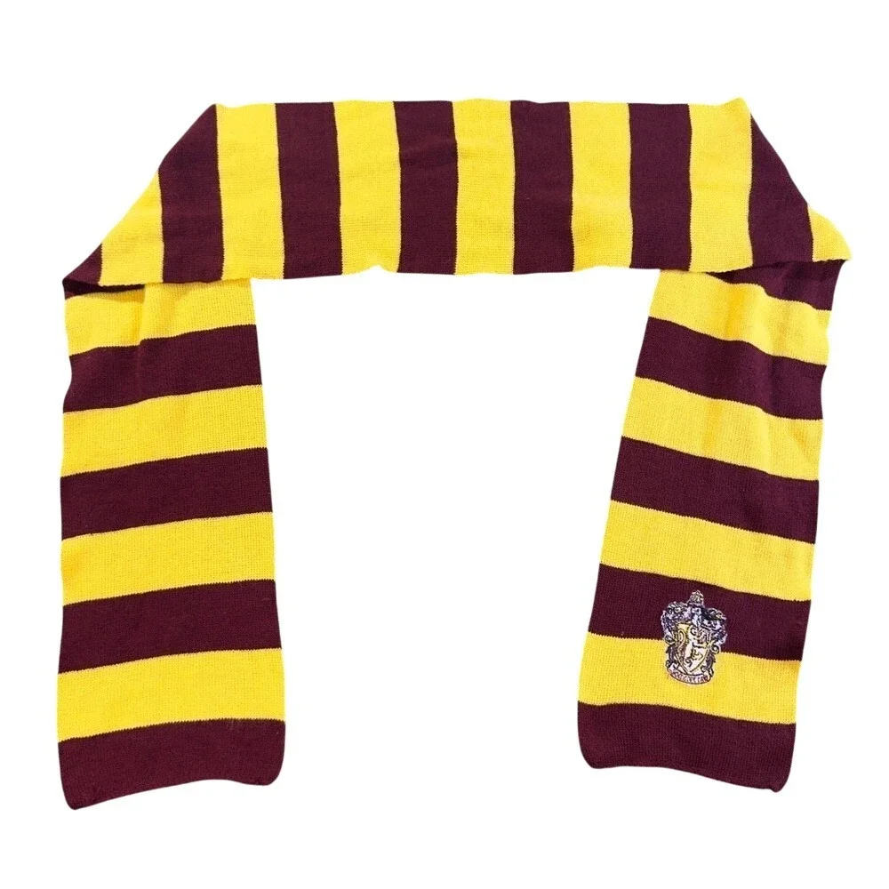 Harry Potter Gryffindor Knit Scarf Striped University Gold Burgundy Wizard World